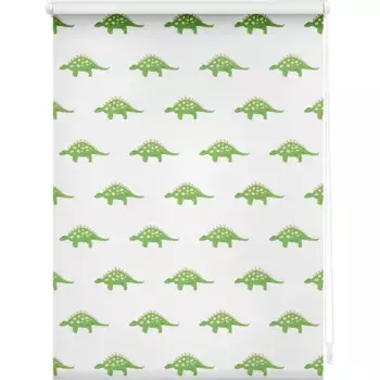 LICHTBLICK ORIGINAL Рулонная штора с боковым подъемом «Rollo Klemmfix, без сверления, непрозрачная, динозавры - зеленый», непрозрачная, защитная сетка, свободно висит