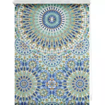 LICHTBLICK ORIGINAL рулонная штора с боковым подъемом «Rollo Klemmfix, без сверления, непрозрачная, восточный рисунок», непрозрачная, защитная перегородка, свободно висит, цвет blau/grn + wei