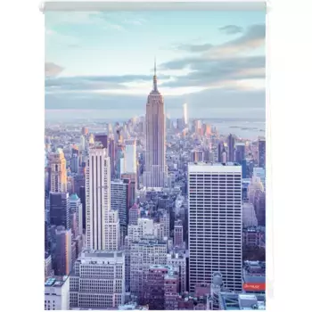 LICHTBLICK ORIGINAL рулонная штора с боковым подъемом «Rollo Klemmfix, без сверления, затемнение, Нью-Йорк - Синий», затемнение, энергосберегающее затемнение, свободно висит, цвет blau + wei