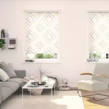 LICHTBLICK ORIGINAL Рулонная штора с боковым подъемом «Rollo Klemmfix, без сверления, непрозрачная, Stripy Boho Rectangle», непрозрачная, защитная сетка, свободно висит, цвет beige + wei