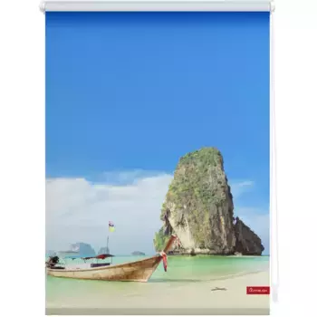 LICHTBLICK ORIGINAL Рулонная штора с боковым подъемом «Rollo Klemmfix, без сверления, непрозрачная, Таиланд - цветной», непрозрачная, защитная сетка, свободно висит, цвет bunt + wei