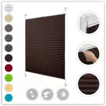 LICHTBLICK ORIGINAL жалюзи плиссе «Klemmfix», светозащита, без сверления, натяжные жалюзи плиссе, цвет braun + wei