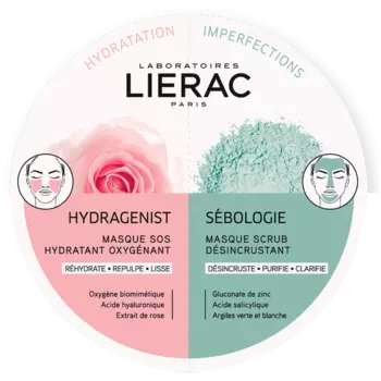 Lierac Hydra+Sebology увлажняющая и себорегулирующая маска для лица, 2х6 мл/1 упаковка
