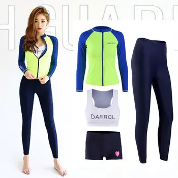 LIEYU гидрокостюм женский с длинными рукавами для серфинга (флуоресцентная молния + белый жилет + боксеры + брюки 909XL)