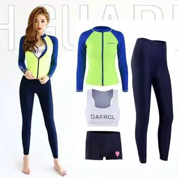 LIEYU гидрокостюм женский с длинными рукавами для серфинга (флюоресцентная молния + белый жилет + боксеры + брюки 909M)