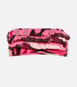 Лиф бикини бандо с оборками Pucci, мультиколор
