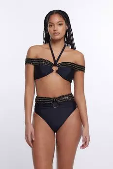 Лиф бикини-бандо с открытыми плечами и эластичной резинкой River Island, черный
