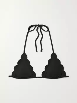 Лиф бикини Broadway из переработанной жатки с фестонами Marysia, черный