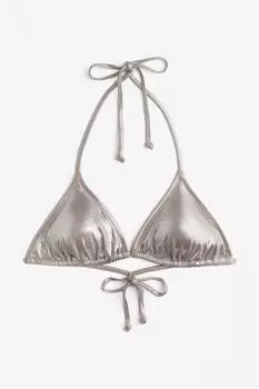Лиф бикини H&M Padded Triangle Bikini, бежевый/серебристый