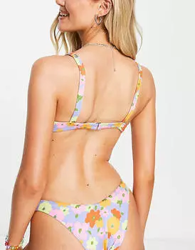 Лиф бикини на косточках Bershka с ярким цветочным принтом