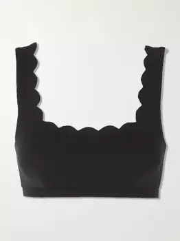 Лиф бикини Palm Springs из переработанной ткани с фестонами Marysia, черный