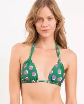 Лиф бикини с вырезом халтер и принтом на подкладке Ro de Sol, зеленый