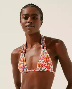 Лиф бикини с вырезом халтер и принтом на подкладке Agua de coco, мультиколор