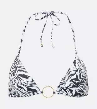 Лиф бикини с зебровым принтом и кольцевыми деталями Bananhot, черный