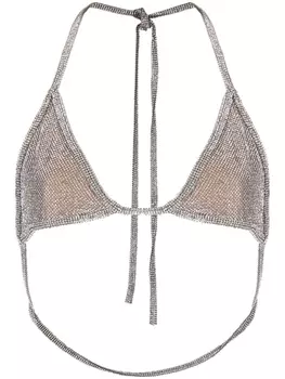 Лиф бикини треугольной формы, украшенный кристаллами Alexander Wang, бежевый