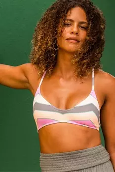 Лиф бикини в мульти-полоску Roxy, зеленый