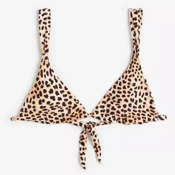 Лиф H&M Padded Triangle Bikini, бежевый/леопардовый принт