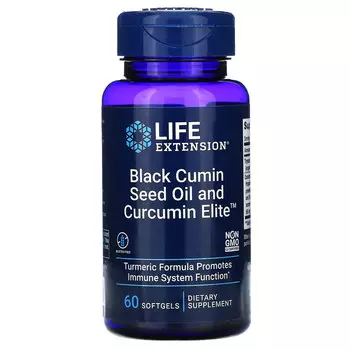 Life Extension, масло из семян черного тмина с Curcumin Elite, 60 капсул