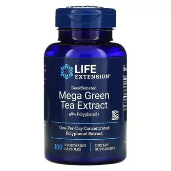 Life Extension Мега экстракт зеленого чая без кофеина 100 вегетарианских капсул