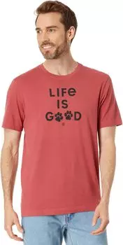 Life Is Good Футболка Crusher с короткими рукавами и принтом лап, цвет Faded Red