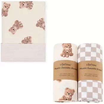 Life Муслиновые пеленальные одеяла с деревом нейтрального цвета, детское вафельное пеленальное одеяло для новорожденных мальчиков и девочек, 70% вискозы из бамбука и 30% хлопка LifeTree
