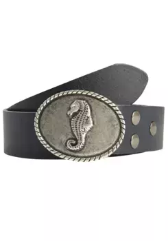 LIFE RING by showroom кожаный ремень 019°, застежка "Морской конек овальный, посеребренный, с кристаллами Сваровски" Rettungsring By Showroom 019°, синий