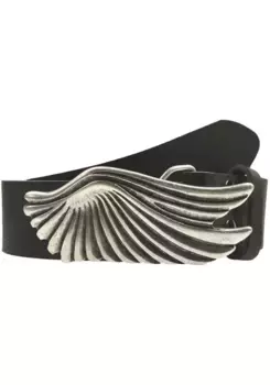 LIFEBULT by showroom 019° Ремень кожаный, со сменной застежкой "крылья", 4см Rettungsring By Showroom 019°, черный