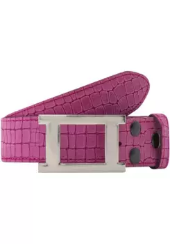 LIFEBULT by showroom Ремень кожаный 019°, блестящий, квадратная пряжка Rettungsring By Showroom 019°, розовый
