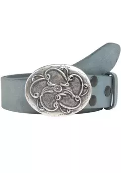 LIFEBURG by showroom Ремень кожаный 019° со сменной застежкой "Flower Flourish" Rettungsring By Showroom 019°, джинсовый