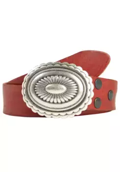 LIFEBURG by showroom Ремень кожаный 019° со сменной застежкой "Mandala Silver" Rettungsring By Showroom 019°, красный