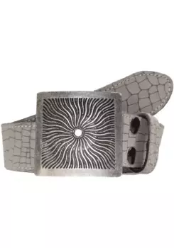 LIFEBURG by showroom Ремень кожаный 019° со сменной застежкой "Sunrays Silver", 4см Rettungsring By Showroom 019°, серый