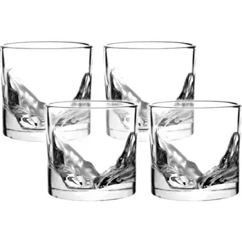 LIITON «Grand Canyon» Стакан для виски (набор, 4 шт.), толстая стеклянная основа с горным мотивом, 300 мл, цвет transparent