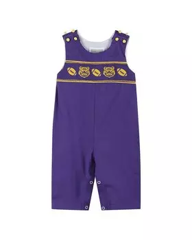 Lil Cactus Football & Tiger Smocking Комбинезон, фиолетовый