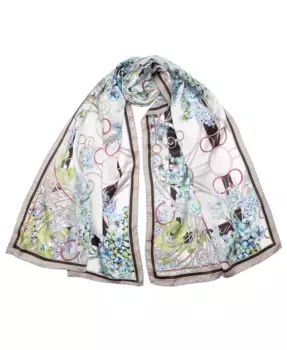 Лила - Длинный сатиновый шелковый шарф для женщин Elizabetta, синий