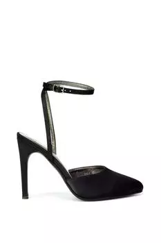 'Liliane' 2-частные атласные туфли с острым носком на шпильке XY London, черный