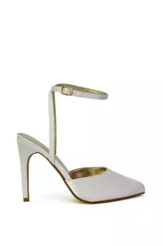 'Liliane' 2-частные атласные туфли с острым носком на шпильке XY London, обнаженная