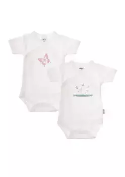 Лилипутовое боди "Бабочка" с практичной планкой на кнопках Liliput, белый