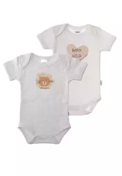 Лилипутовое боди "Born wild", с практичным вырезом Amineck Liliput, серый