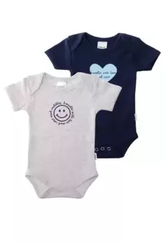 Лилипутовое боди "Смайлик" с практичным вырезом Amineck Liliput, серый