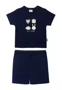 Лилипутская футболка "Друзья животных" с практичными завязками на шортах Liliput, синий