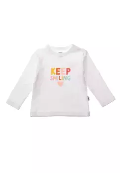 Лилипутская рубашка с длинными рукавами "Keep Smiling" и круглым вырезом Liliput, белый