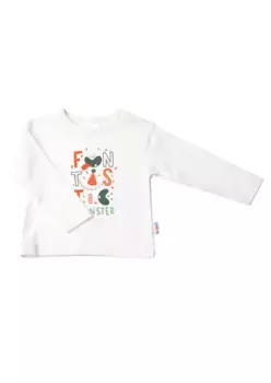 Лилипутская рубашка с длинными рукавами "Монстр", с кнопками на плече Liliput, цвет Ecru