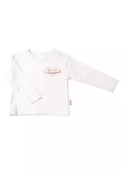 Лилипутская рубашка с длинными рукавами "Сердечко", с кнопками на плече Liliput, цвет Ecru