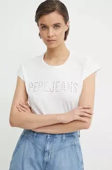 ЛИЛИТ хлопковая футболка Pepe Jeans, белый