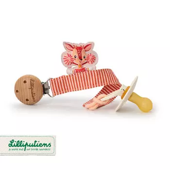 LILLIPUTIENS ECO держатель для пустышки с деревянным зажимом Sarenka Stella 0 м+