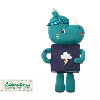 LILLIPUTIENS, мягкая игрушка-носорог Мариус с книжкой, 3 мес+