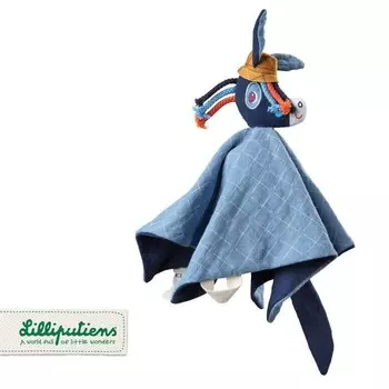Lilliputiens, Муслиновое одеяло с мини-куклой на пальце, Ослик Игнас