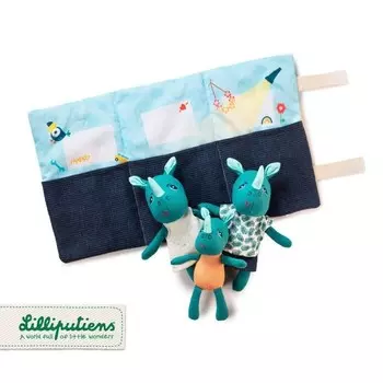 ЛИЛЛИПУТИЕНЫ, мини - мягкие игрушки Семья носорогов с раскладывающимся ковриком Lilliputiens