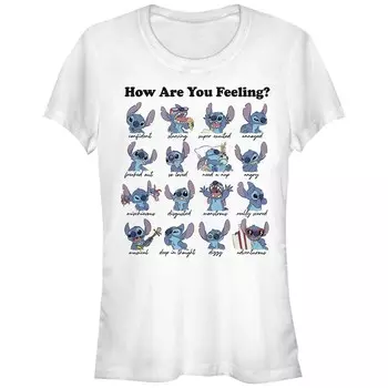 Лило и Стич Диснея. Как ты себя чувствуешь, Стич? Футболка с графическим рисунком Disney, белый