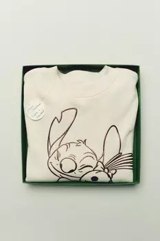 Лило и стич disney блестящая футболка ZARA, экрю